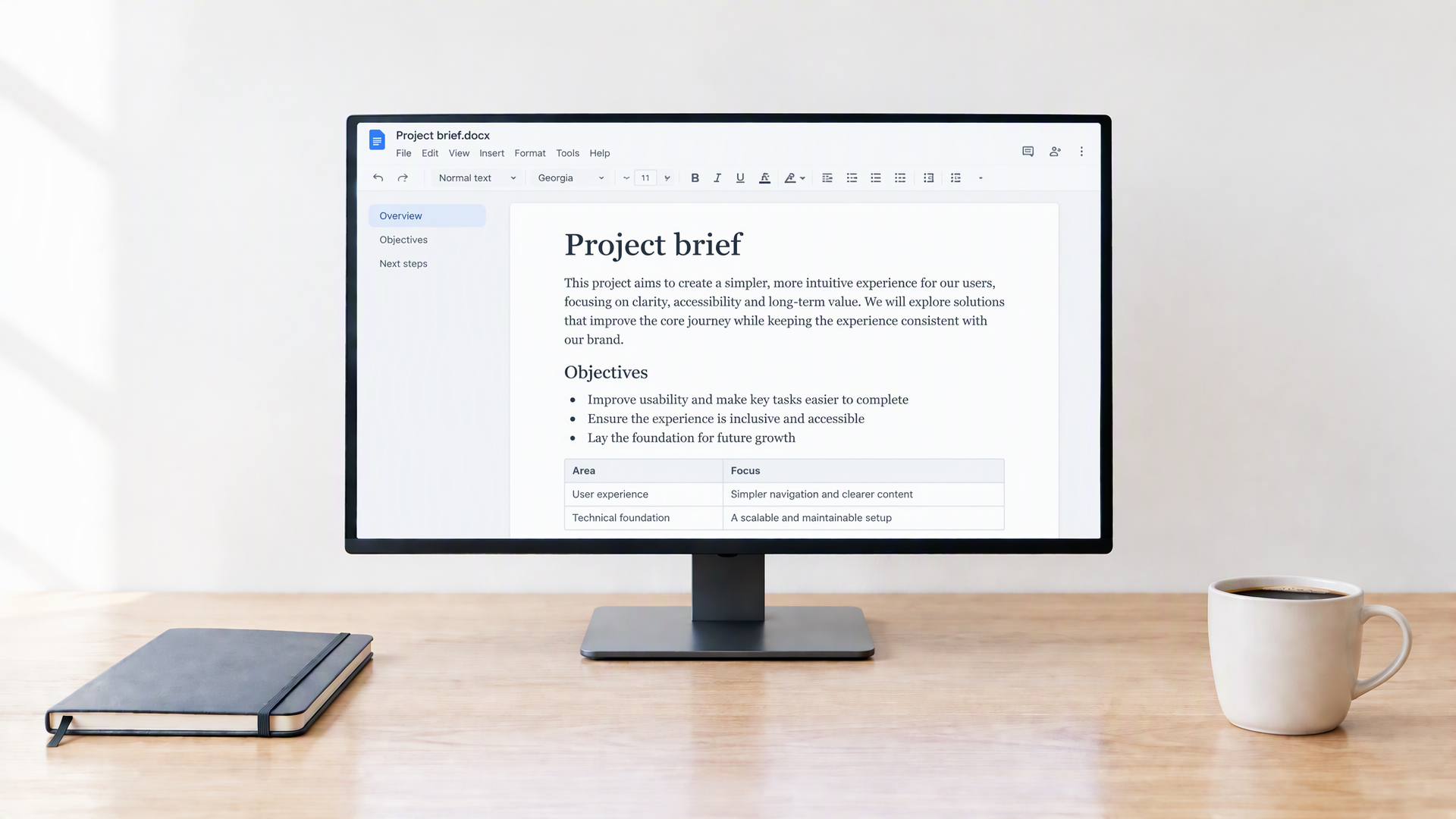A Word document page in a bright tone